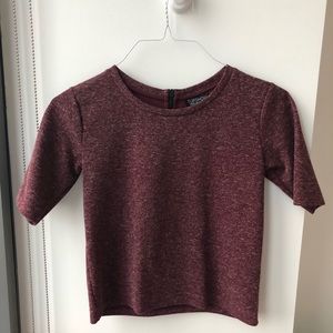 Topshop Maroon Zip Back Tee in US 0